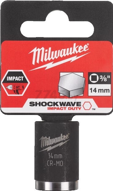 Головка ударная 3/8 14 мм 6 граней MILWAUKEE Shockwave (4932478013) - Фото 2
